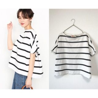 アダムエロぺ(Adam et Rope')のBOATNECK SHORTSLEEVE TOP ボーダーカットソー　IENA(カットソー(半袖/袖なし))