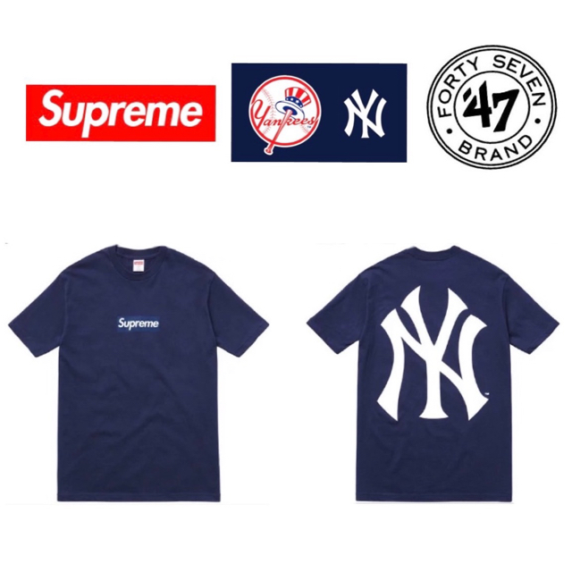 15SS Supreme/NY Yankees Boxlogo T Navy M