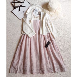 フォクシー(FOXEY)のFOXEY❤42『Dress Luxembourg』ローズ リネン夏ピンク(ひざ丈ワンピース)