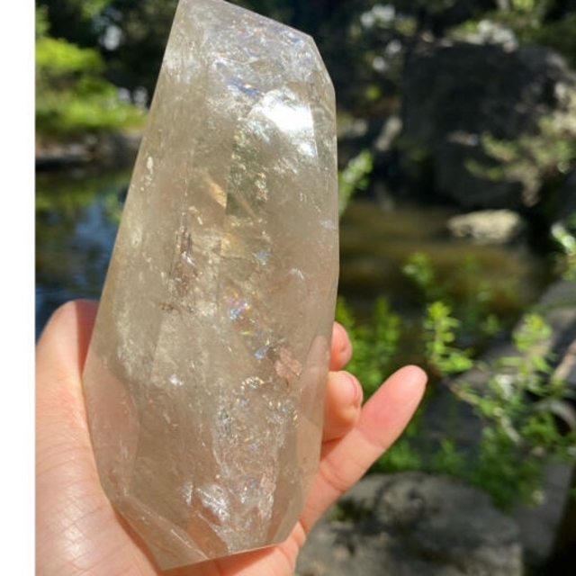虹たっぷり 天然 非加熱 ナチュラルシトリン 原石カット フリー