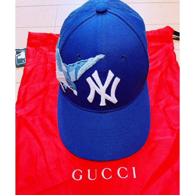 しておりま Gucci - GUCCI 帽子 キャップ NY コラボ 青 限定 希少の通販 by