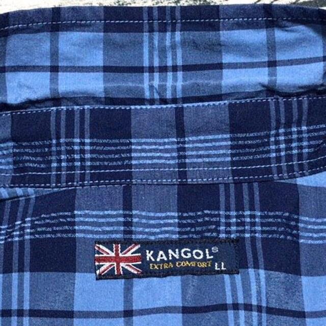 KANGOL(カンゴール)のカンゴール　ＫＡＮＧＯＬ　チェックシャツ　ＬＬ　半袖シャツ　柄シャツ　ブルー系 メンズのトップス(シャツ)の商品写真