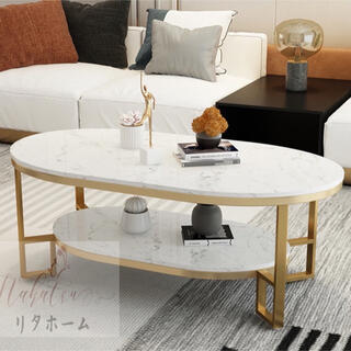 ローテーブル　北欧シンプルでモダンな大理石コーヒーテーブル　(ローテーブル)