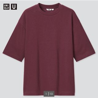 ユニクロ(UNIQLO)のユニクロ　エアリズムコットンT ワインレッド　M(Tシャツ/カットソー(半袖/袖なし))