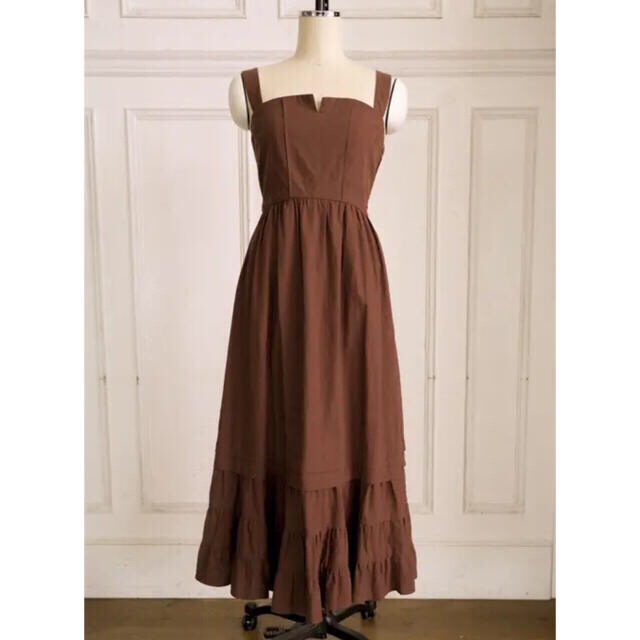 Back Ribbon Tiered Linen Dress cocoa-S 2