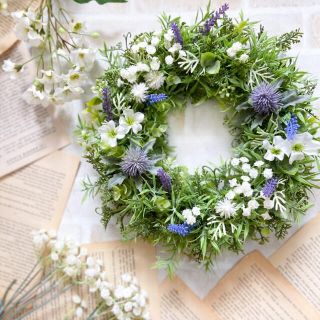 専用⭐︎フラワーリース⭐︎ローズマリー&かすみ草&ラベンダー(28cm)の