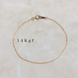 14Kgf/K14gfロープチェーンネックレス 華奢 極細チェーンブレスレット(ブレスレット/バングル)