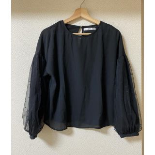 グレイル(GRL)の《最終値下げ》GRL  袖ドットチュールトップス(カットソー(長袖/七分))