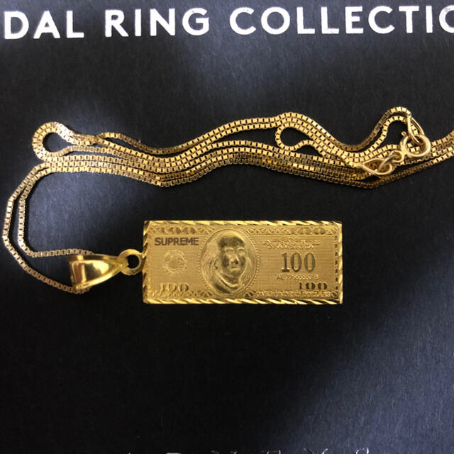 正規品シュプリーム  100 dollar bill gold pendant