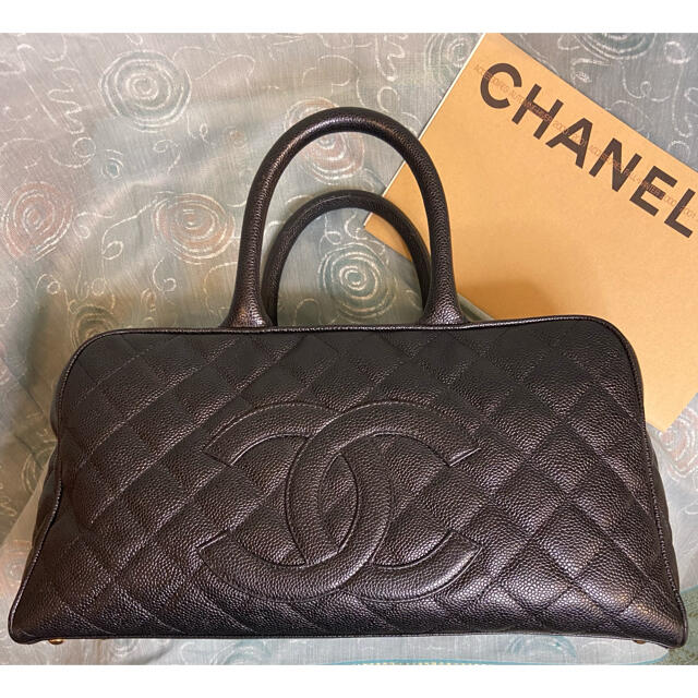 シャネル CHANEL ラグジュアリー チェーンボストンバッグ ブロンズ シルバー金具 ラムスキン レディース ボストンバッグ