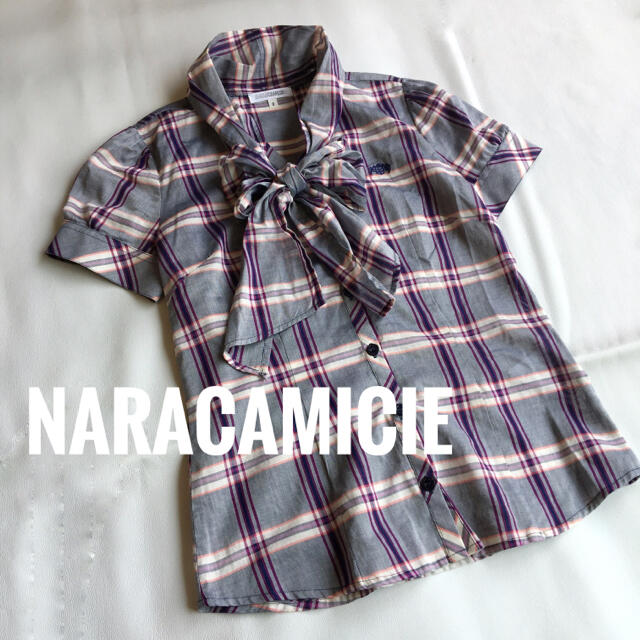 NARACAMICIE(ナラカミーチェ)のNARACAMICIE ナラカミーチェ　ボウタイ　半袖　ブラウス　シャツ    レディースのトップス(シャツ/ブラウス(半袖/袖なし))の商品写真