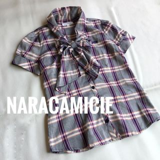 ナラカミーチェ(NARACAMICIE)のNARACAMICIE ナラカミーチェ　ボウタイ　半袖　ブラウス　シャツ   (シャツ/ブラウス(半袖/袖なし))