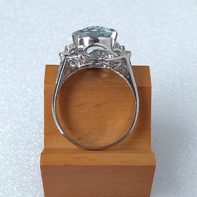 pt900 天然石 アクアマリン 5ct ダイヤモンド プラチナ リング 指輪 