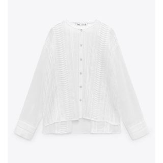 ザラ(ZARA)の[新品・未使用] ZARA デコラティブシャツ S ブラウス　白(シャツ/ブラウス(長袖/七分))