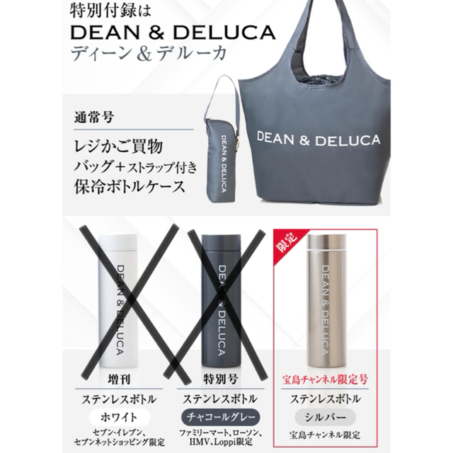 DEAN & DELUCA(ディーンアンドデルーカ)の【シルバー】GLOW 2021年8月号　バッグ＆ボトルケース＆ボトルの3点セット インテリア/住まい/日用品のキッチン/食器(タンブラー)の商品写真