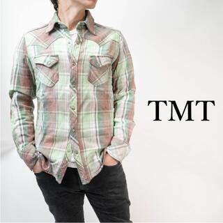TMT/ティーエムティーウェスタンチェック柄シャツ 緑(シャツ)