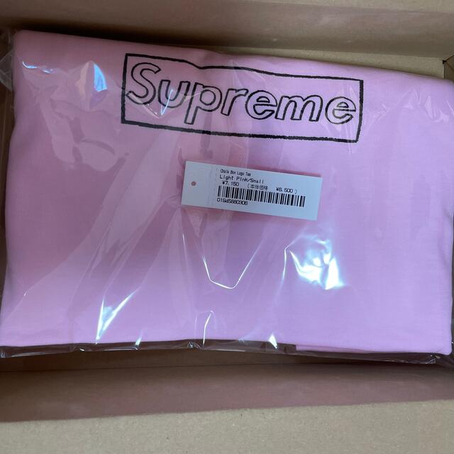 S Supreme KAWS Chalk Logo pink ピンク Tee