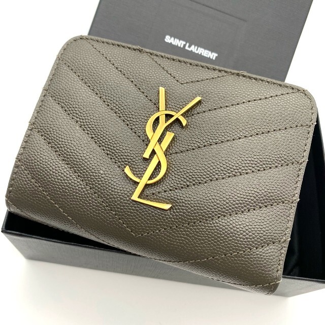 鑑定済❤SAINT LAURENT サンローラン Vステッチ 折り財布❤