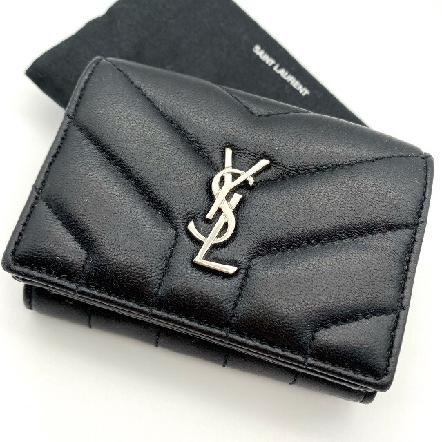 売り切り！鑑定済❤SAINT LAURENT サンローラン 折り財布 ブラック