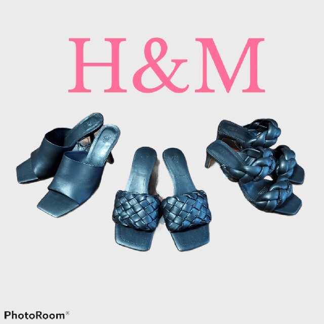 H&M(エイチアンドエム)の36 新品未使用H&M フェイクレザー 編み込み ローヒール ミュール  レディースの靴/シューズ(サンダル)の商品写真