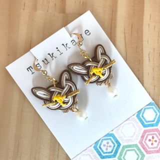 水引ピアス【茶猫】グラデーション(ピアス)