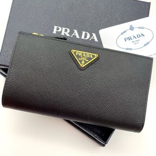 美品⭐️鑑定済！PRADA プラダ 折り財布 レザー ダークネイビー⭐️