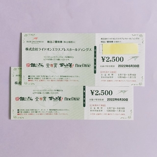 最新 ライドオンエクスプレス 株主優待 5000円分 銀のさら(フード/ドリンク券)