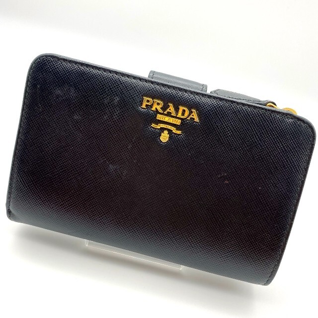 売り切り！鑑定済❤PRADA プラダ サフィアーノ 折り財布 ブラック