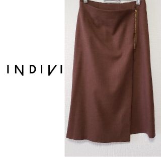 インディヴィ(INDIVI)の未使用品INDIVI リネン混スカート(ひざ丈スカート)