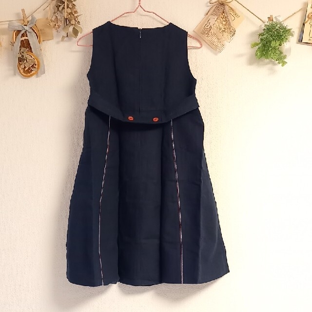 ウエストリボン デニム ワンピース 110cm ー 120cm キッズ/ベビー/マタニティのキッズ服女の子用(90cm~)(ワンピース)の商品写真