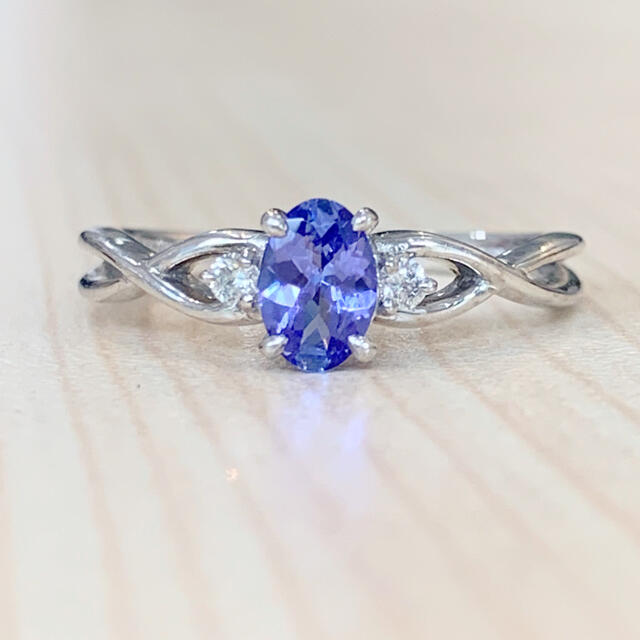 ✨可愛い✨タンザナイト！ダイヤ K18WG リング 指輪 レディースのアクセサリー(リング(指輪))の商品写真