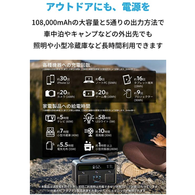 【新品】Anker PowerHouse II 400　キャンプ／非常用　電源 スポーツ/アウトドアのアウトドア(その他)の商品写真