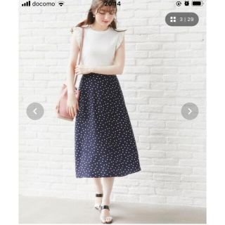 トッコ(tocco)の♡ウエストりぼん付きリブニットソー×ランダムドットワンピース♡(ロングワンピース/マキシワンピース)