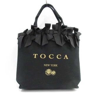 トッカ(TOCCA)のトッカ 19SS リボントートバッグ ハンドバッグ ロゴ キャンバス 黒(トートバッグ)