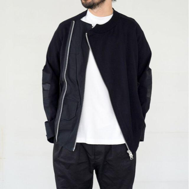 sacai(サカイ)のsacai Cotton Nylon Oxford Knit Blouson 3 メンズのトップス(ニット/セーター)の商品写真