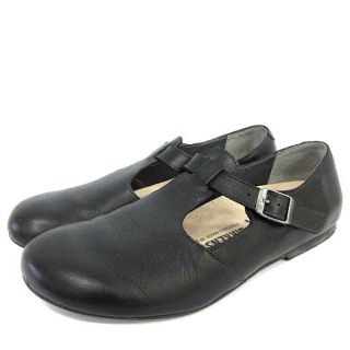 ビルケンシュトック(BIRKENSTOCK)のビルケンシュトック ティッケル レザー T ストラップ シューズ 40 黒(ローファー/革靴)