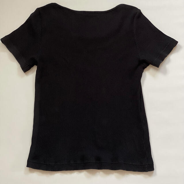 GU(ジーユー)のGU 黒 Tシャツ 襟フリル　Lサイズ レディースのトップス(Tシャツ(半袖/袖なし))の商品写真