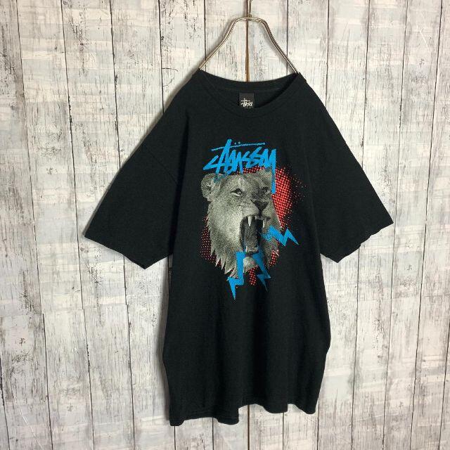 stussy ステューシー 半袖 Tシャツ デカロゴ ビッグロゴ L ブルー