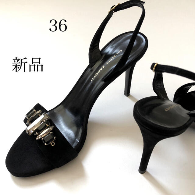 GIUZEPPE ZANOTTI(ジュゼッペザノッティ)の新品/36 ジュゼッペザノッティ ビジュー ヒール サンダル レディースの靴/シューズ(サンダル)の商品写真