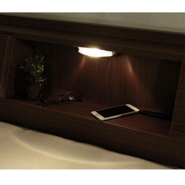 多機能ベッドフレーム マットレスセット セミダブル LEDライト 黒 白 茶 インテリア/住まい/日用品のベッド/マットレス(セミダブルベッド)の商品写真