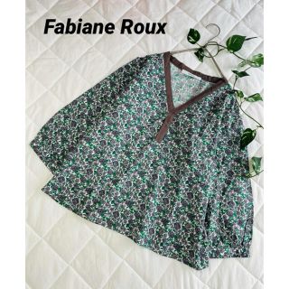 ファビアンルー(Fabiane Roux)のFabiane Roux  花柄プルオーバーシャツ　七分袖プルオーバー　日本製(シャツ/ブラウス(長袖/七分))