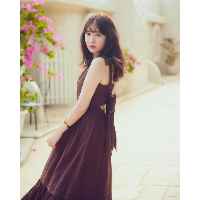 herlipto Back Ribbon Tiered Linen Dress - ロングワンピース/マキシ ...