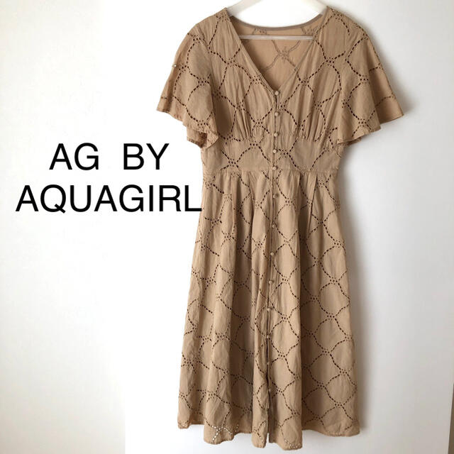 AG by aquagirl(エージーバイアクアガール)のカットワークレース ロングワンピース ベージュ AG by aquagirl レディースのワンピース(ロングワンピース/マキシワンピース)の商品写真