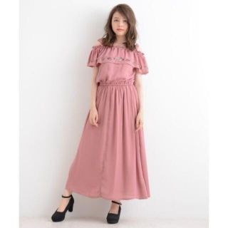 マジェスティックレゴン(MAJESTIC LEGON)のMAJESTIC LEGON☆新品♪花柄刺繍フリル＊2wayマキシ丈フレアワンピ(ロングワンピース/マキシワンピース)