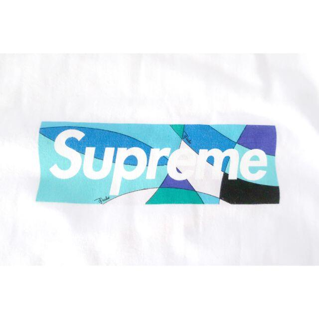 (M)Supreme Emilio Pucci Box Logo Tee白/青トップス