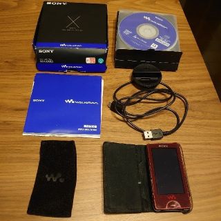 ウォークマン(WALKMAN)の美品　SONY【WALKMAN】NW-X1060 レッド(ポータブルプレーヤー)