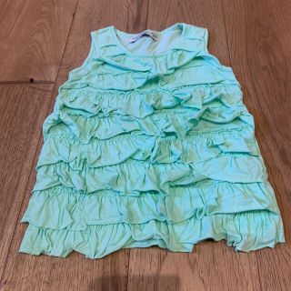 ザラキッズ(ZARA KIDS)の【美品】zarakids ザラ　エメラルドグリーン　フリルタンクトップ　110(Tシャツ/カットソー)