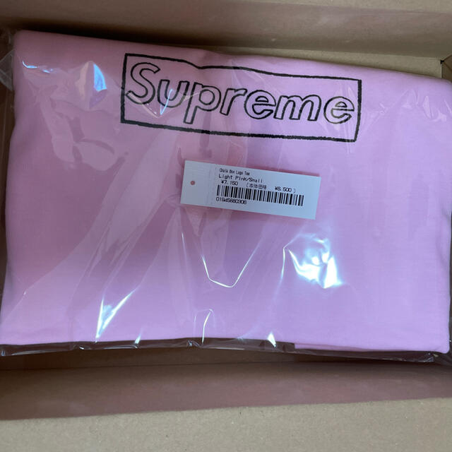 S Supreme KAWS Chalk Logo pink ピンク Tee