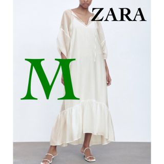 ザラ(ZARA)のザラ ZARA セミシースルーチュニックワンピース M ロングワンピース(ロングワンピース/マキシワンピース)