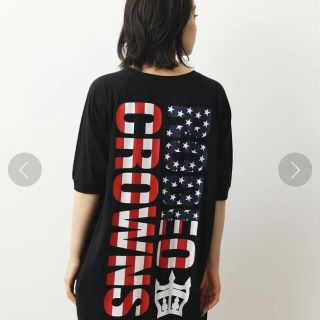 ロデオクラウンズ(RODEO CROWNS)のRODEO CROWNS アメリカンフラッグロゴビッグTシャツワンピース(ひざ丈ワンピース)